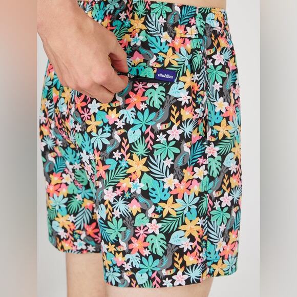 Chubbies NEW "The Bloomerangs" Men's Classic Swim Trunks Jungle Print Size Small - Picture 4 of 12